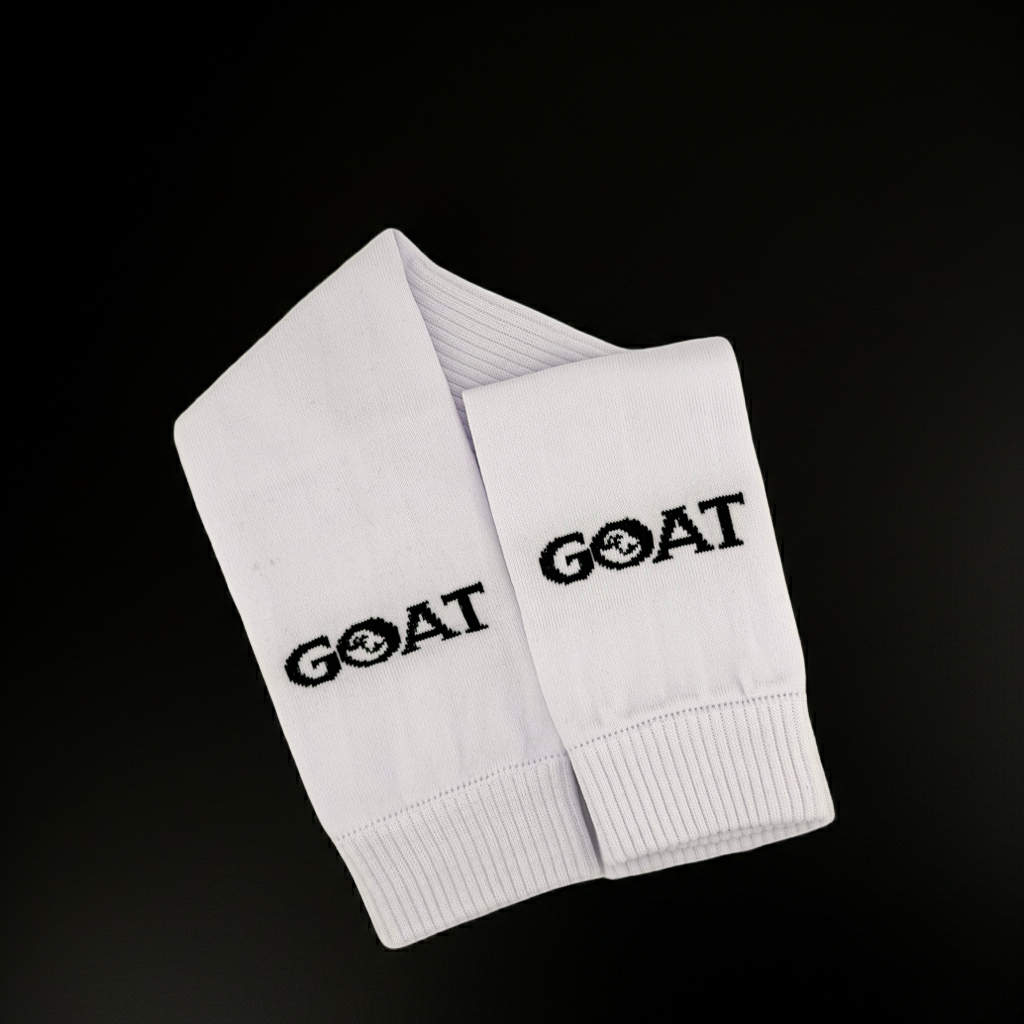 GOAT™ Soccer Sleeves (Pair) — Black / White