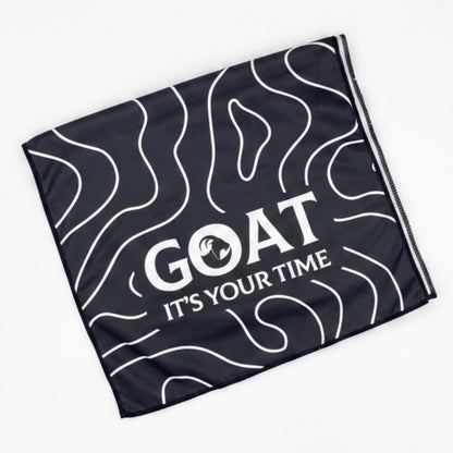 GOAT Cool Cloth™ in black with white logo and design