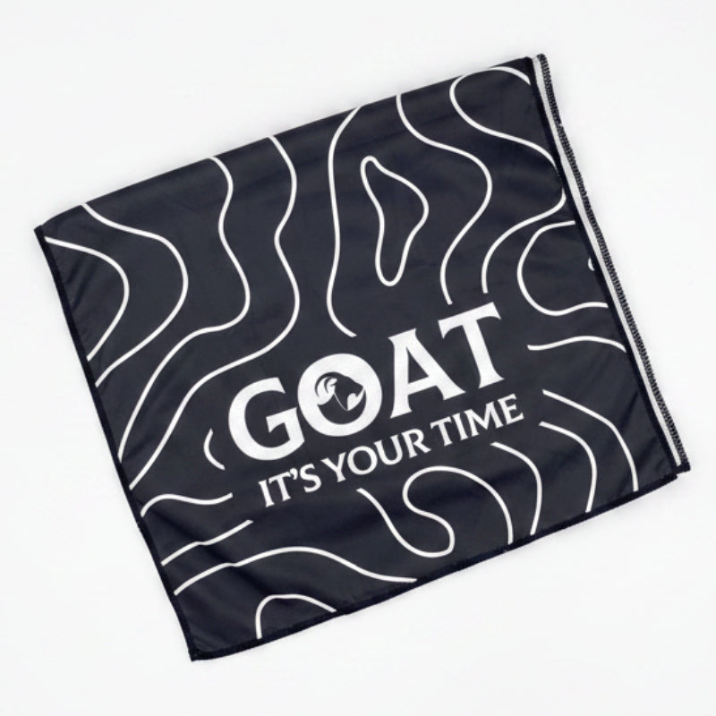 GOAT Cool Cloth™ in black with white logo and design