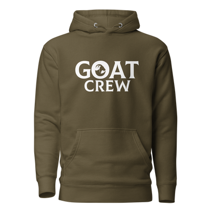 GOAT logo with Crew text on premium lifestyle hoodie