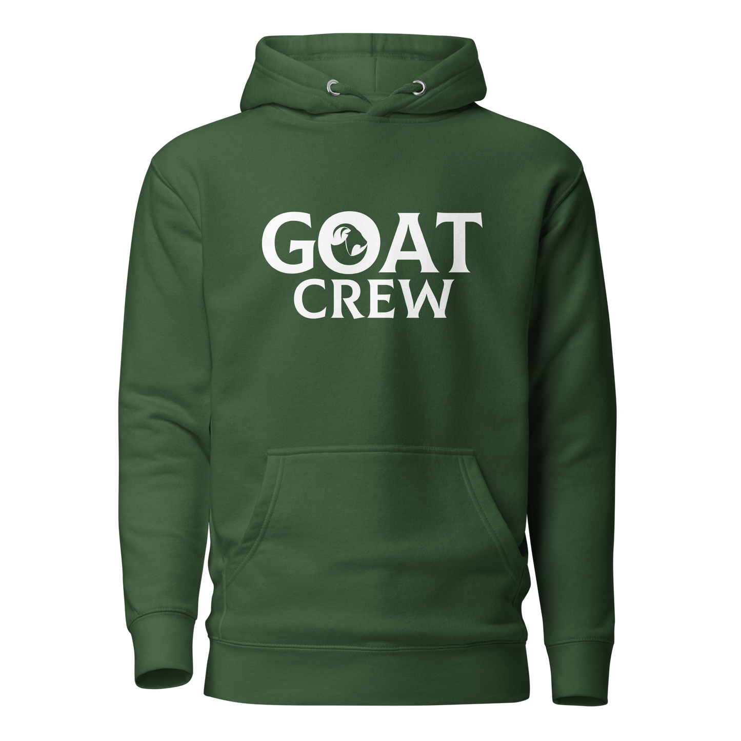 GOAT logo with Crew text on premium lifestyle hoodie