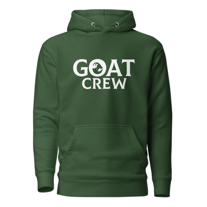GOAT logo with Crew text on premium lifestyle hoodie