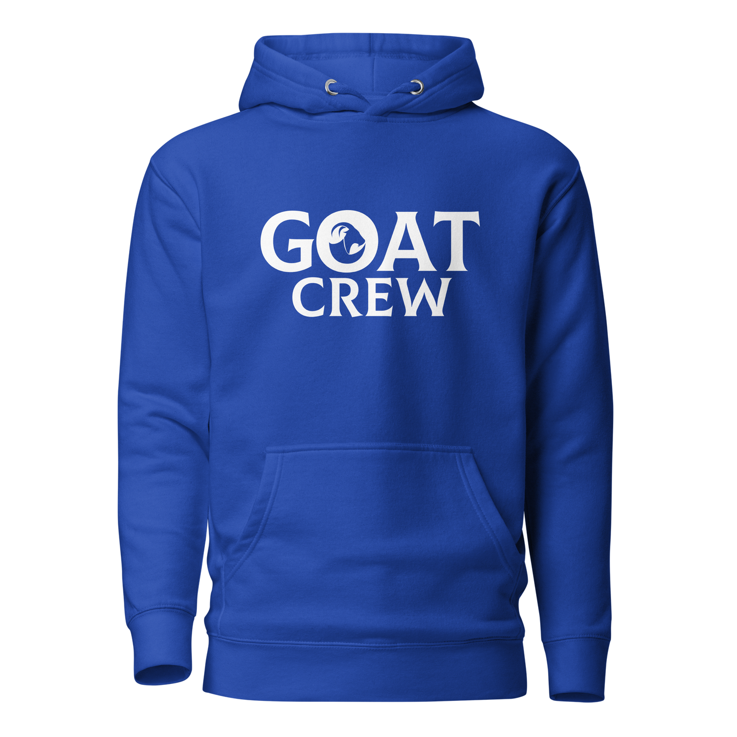 GOAT logo with Crew text on premium lifestyle hoodie