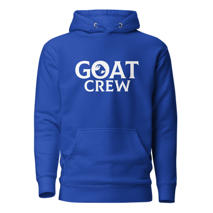 GOAT logo with Crew text on premium lifestyle hoodie