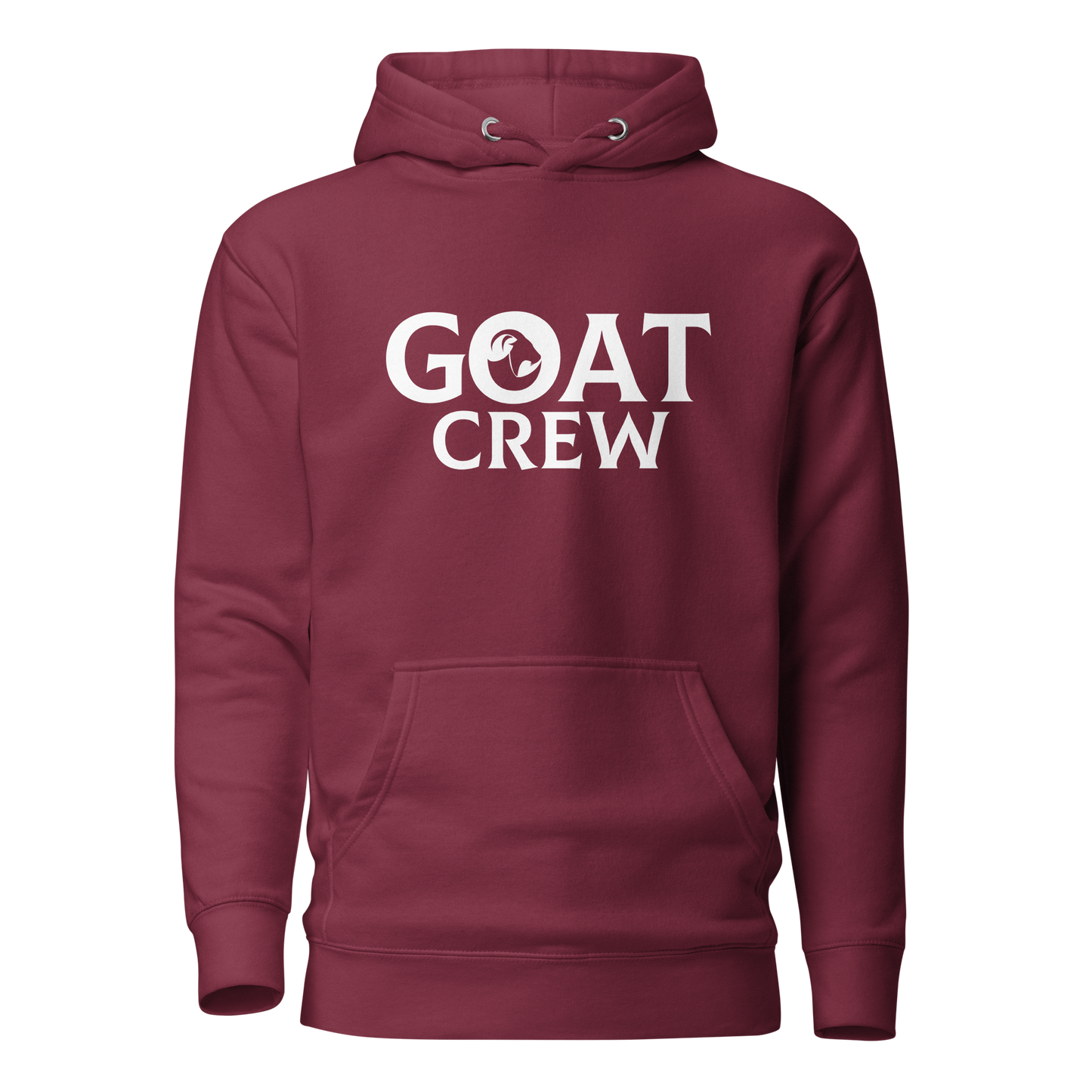 GOAT logo with Crew text on premium lifestyle hoodie