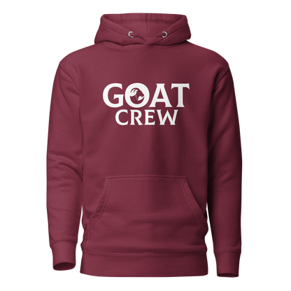 GOAT logo with Crew text on premium lifestyle hoodie