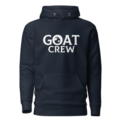 GOAT logo with Crew text on premium lifestyle hoodie
