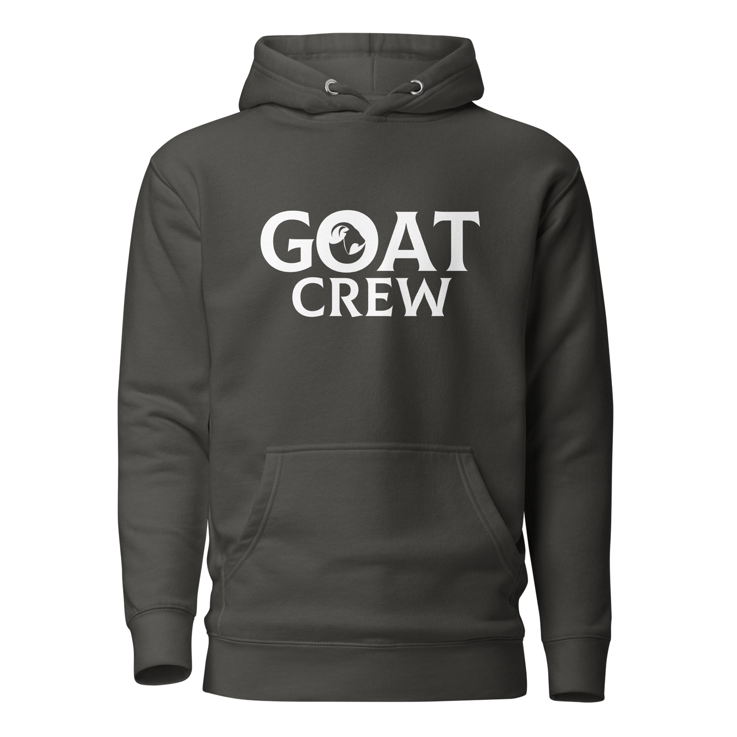 GOAT logo with Crew text on premium lifestyle hoodie