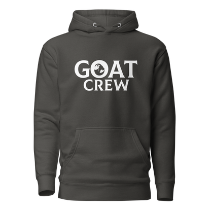 GOAT logo with Crew text on premium lifestyle hoodie