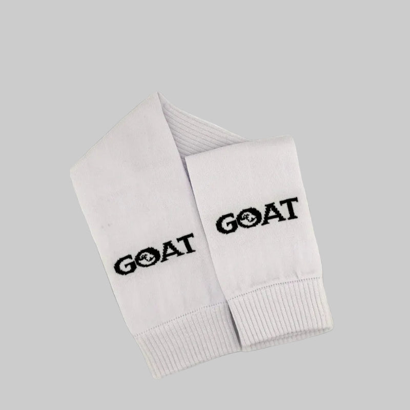 White Soccer Sleeves GOAT Logo
