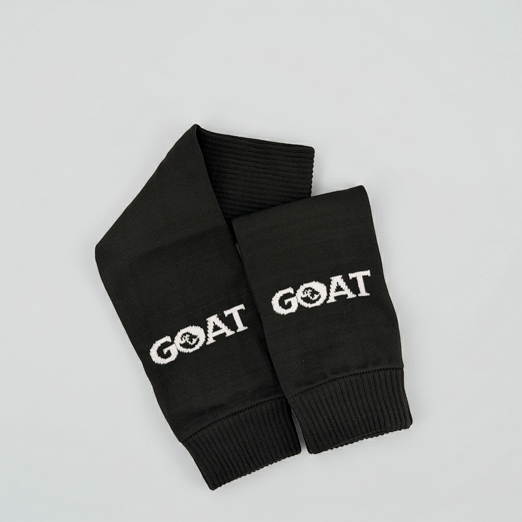 GOAT™ Soccer Sleeves (Pair) — Black / White