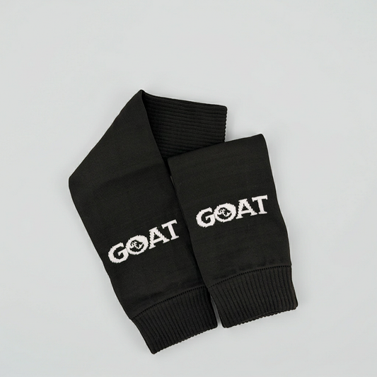 GOAT™ Soccer Sleeves (Pair) — Black / White